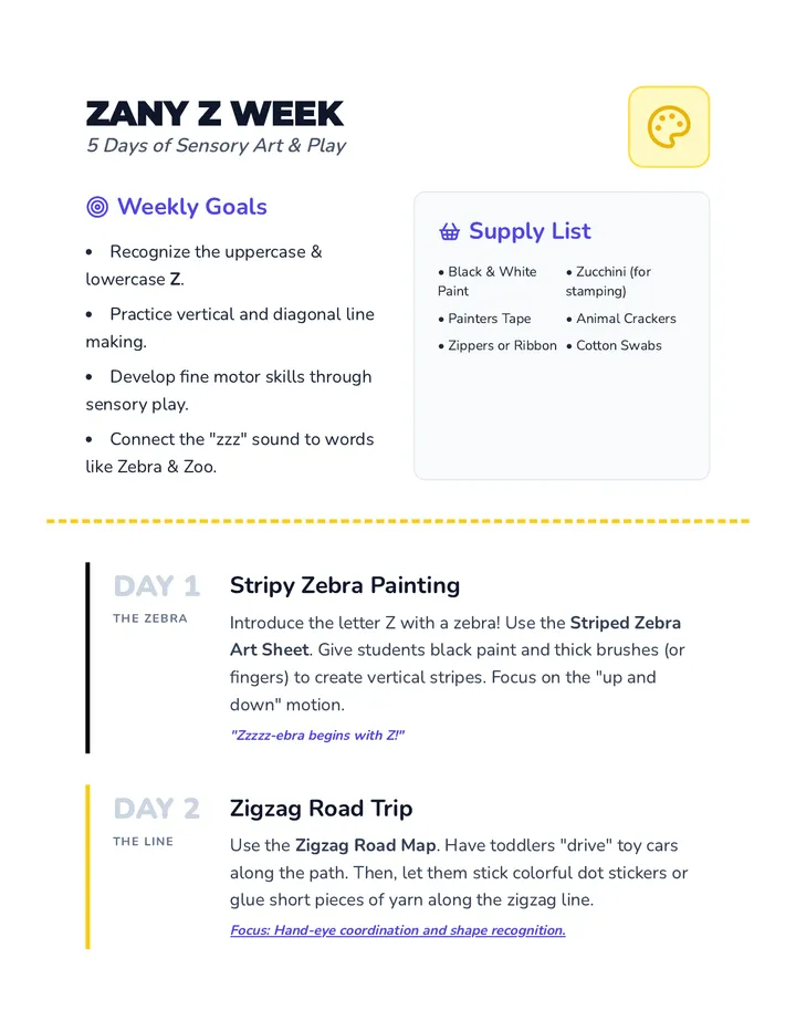Zany Z Week Guide