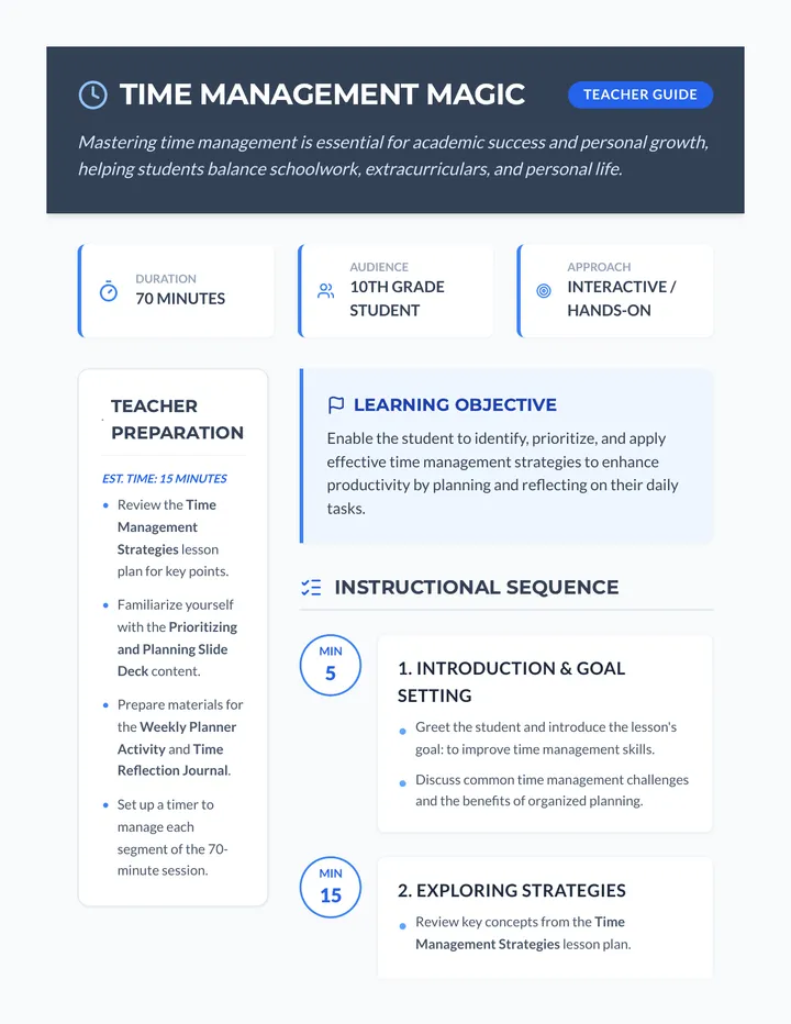 Time Management Teacher Guide
