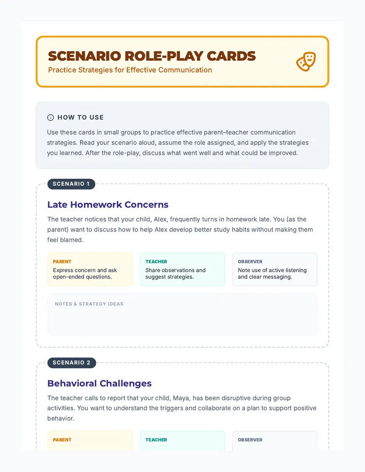 Scenario Role-Play Cards