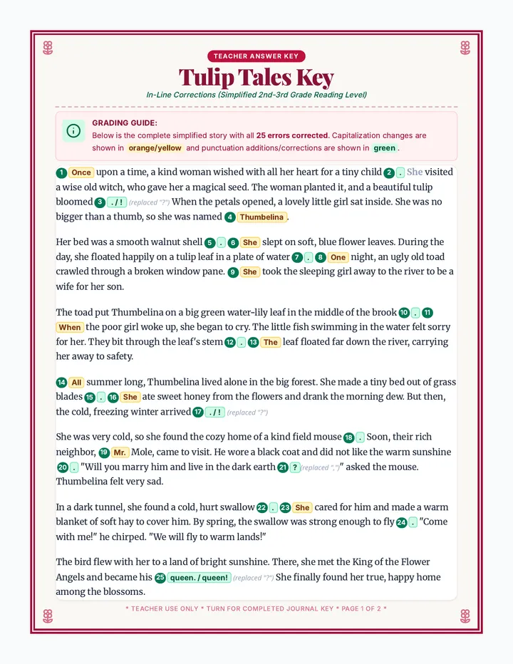Tulip Tales Answer Key