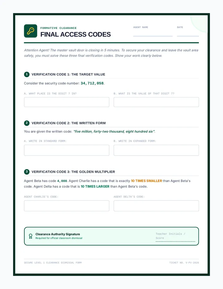 Value Vault Exit Ticket