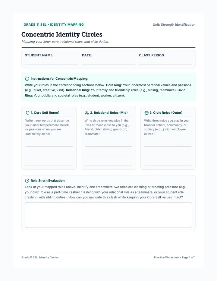 Identity Practice Worksheet