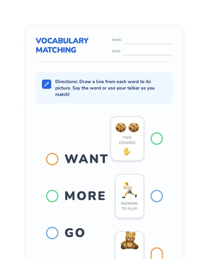 Vocabulary Matching Activity