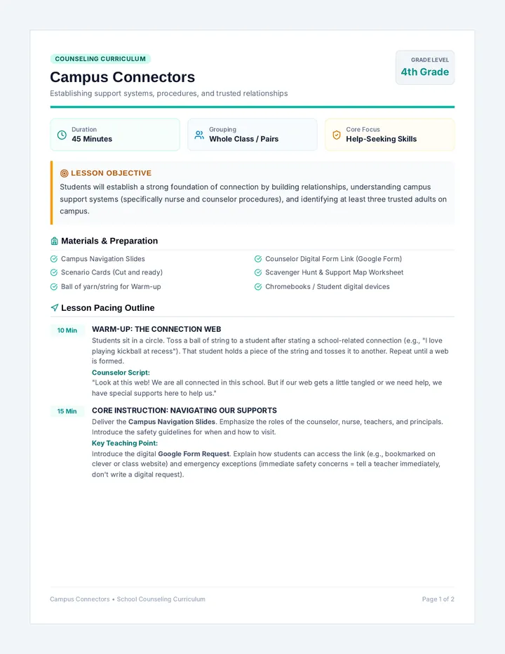 Campus Connectors Lesson Plan