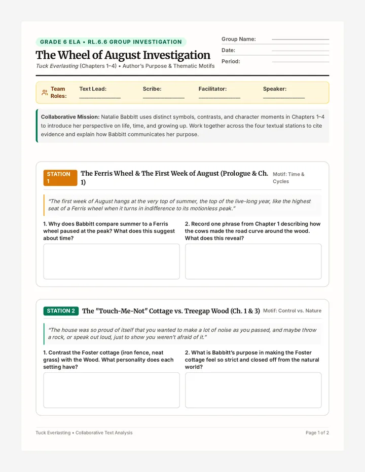 Wheel of August Activity