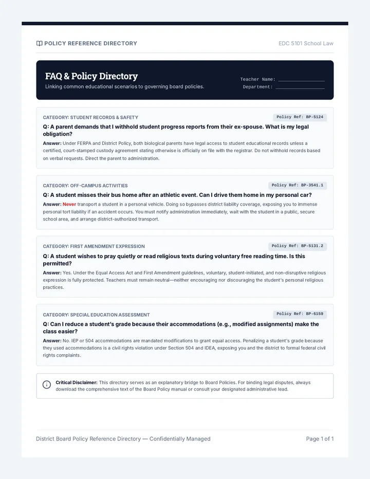 Legal FAQ Policy Directory