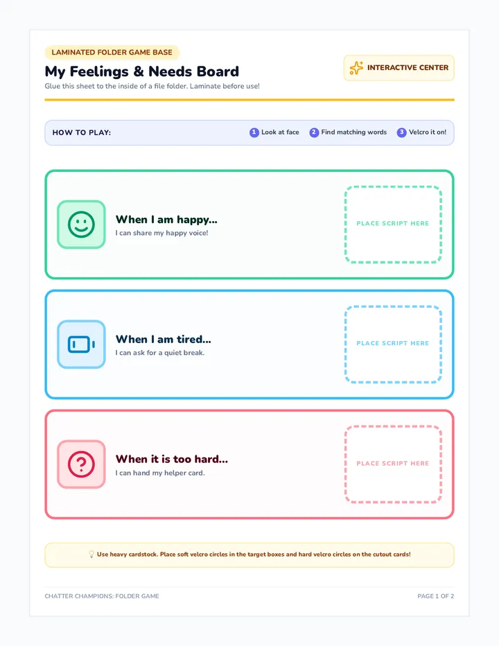 Chatter Champions Folder Game
