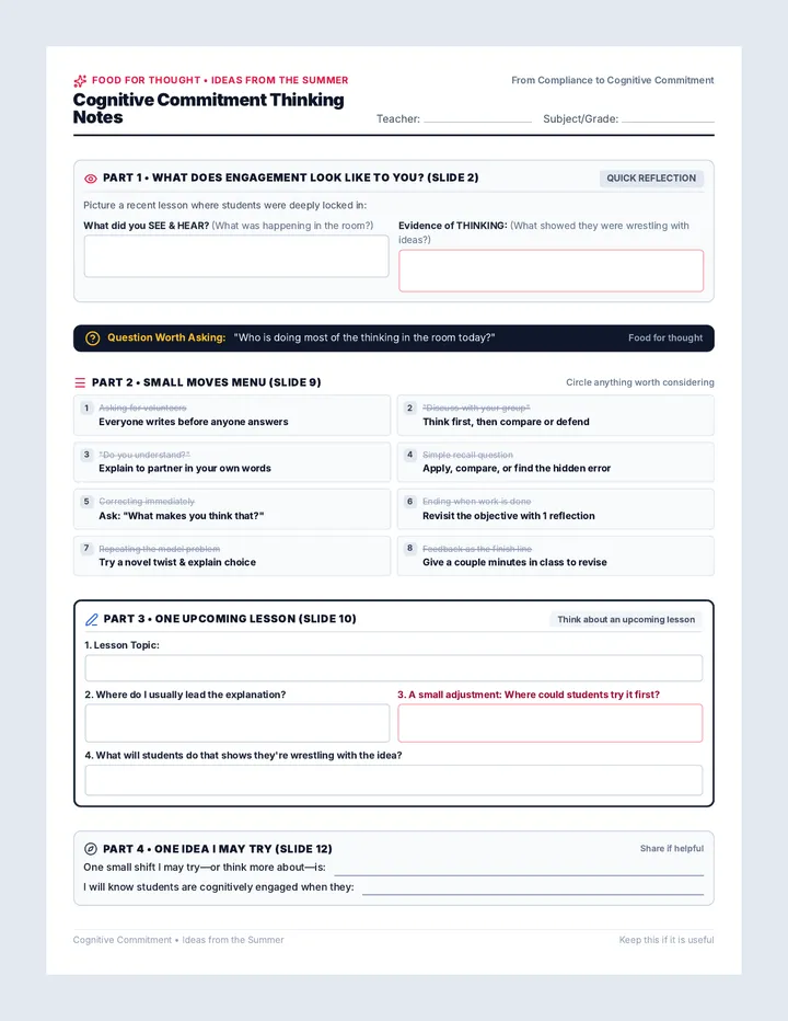 Cognitive Commitment Handout