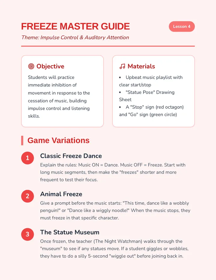 Freeze Master Teacher Guide
