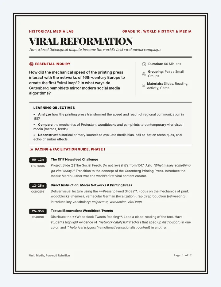 Viral Reformation Lesson Plan