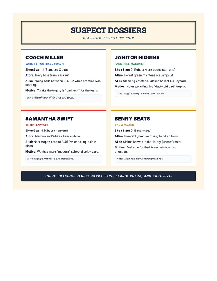 Suspect Files Handout
