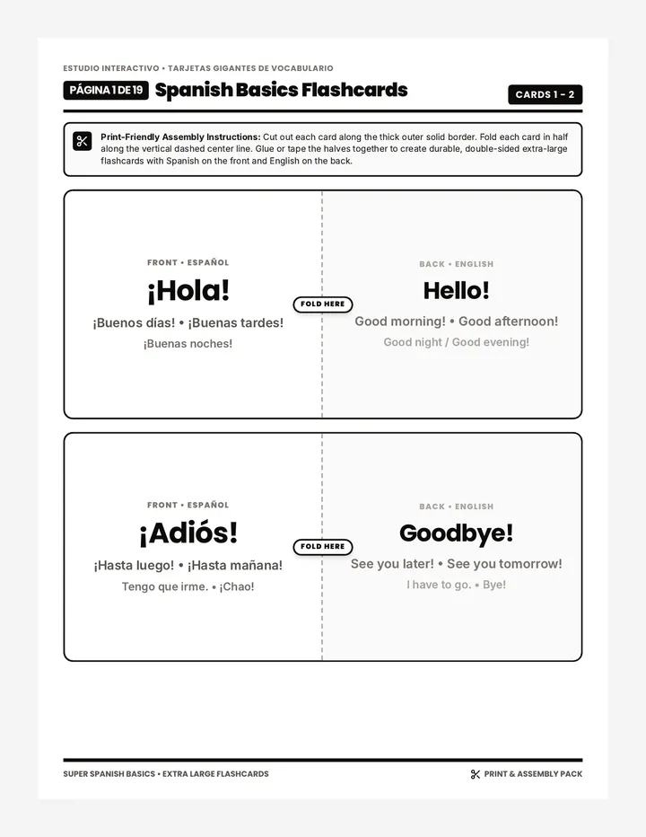 Spanish Basics Flashcards