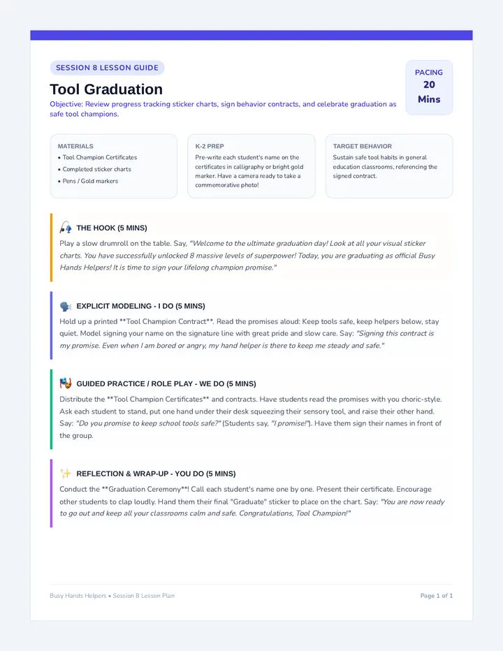 Tool Graduation Lesson Guide