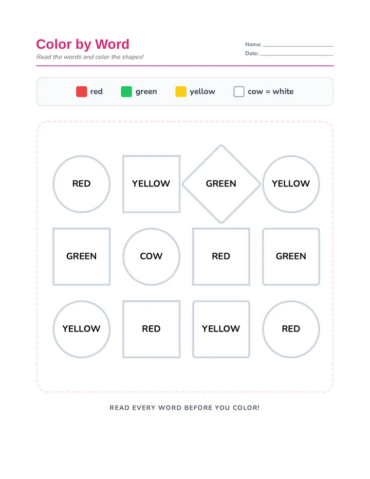 Color by Word Activity