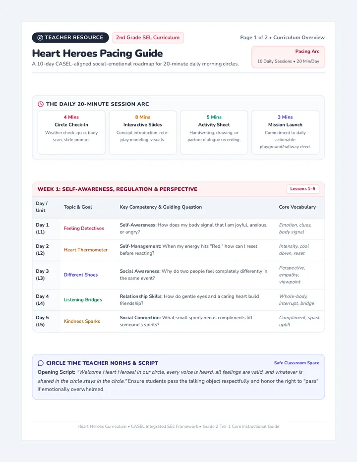 Heart Heroes Pacing Teacher Guide