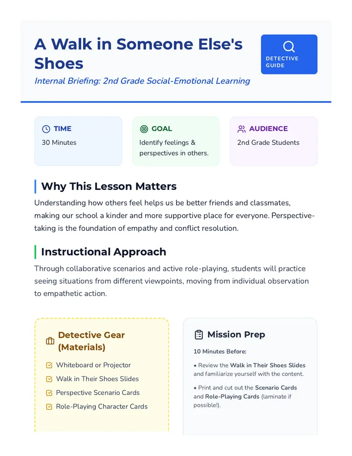 Walk in Shoes Lesson Plan