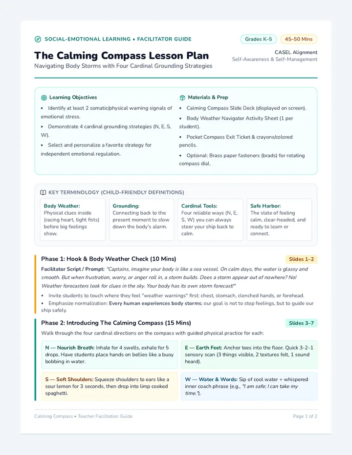 Calming Compass Lesson Plan