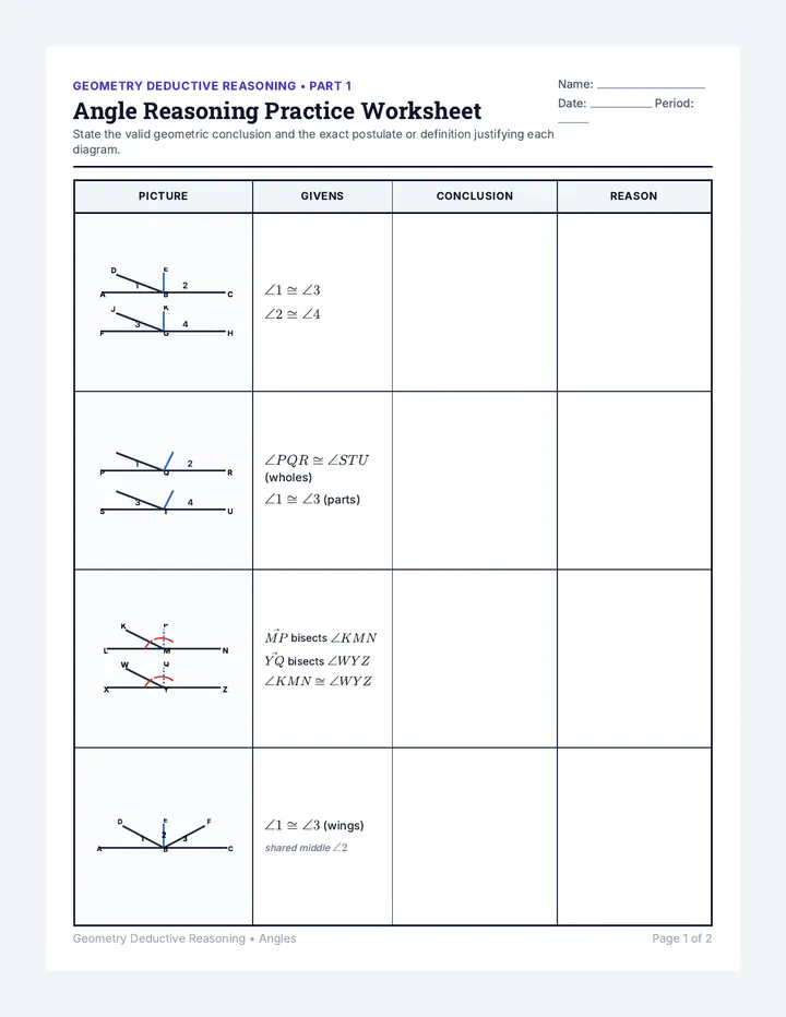Angle Reasoning Practice Worksheet