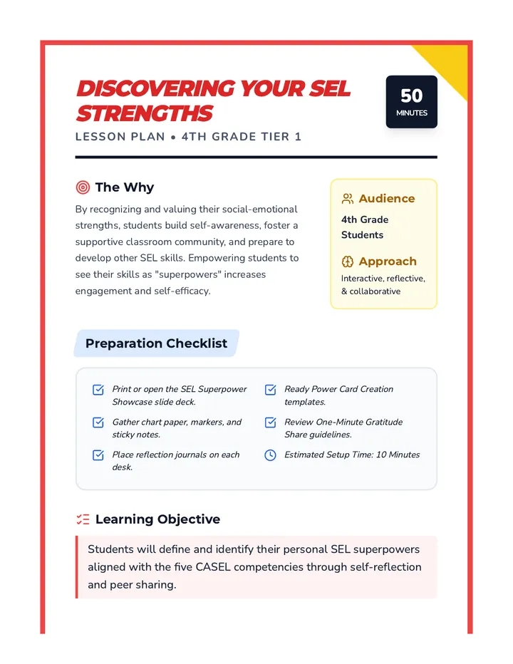 Discovering SEL Strengths Lesson Plan