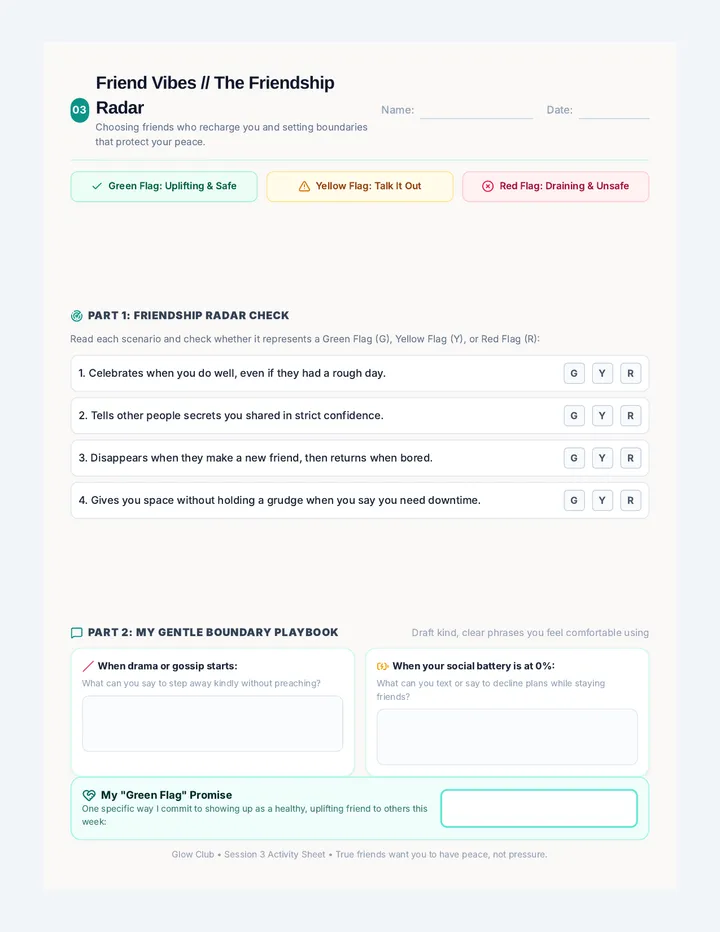 Friendship Radar Activity Sheet