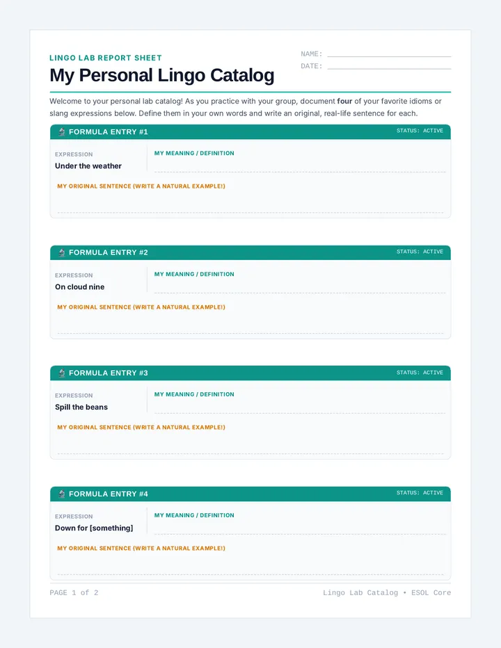Chat Tracker Worksheet