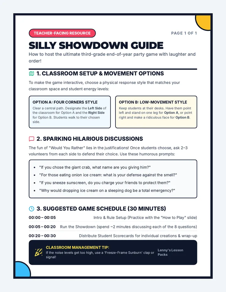 Silly Showdown Teacher Guide