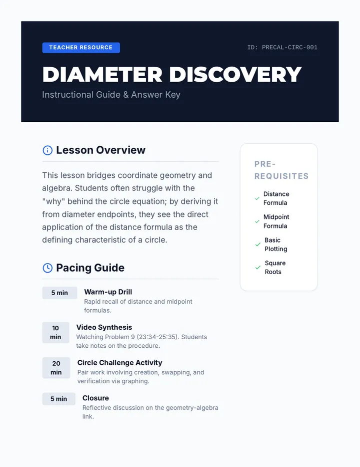 Diameter Discovery Teacher Guide