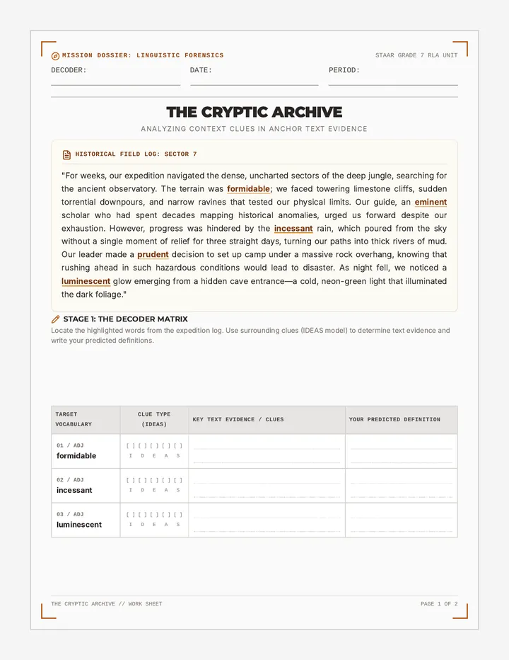 Cryptic Archive Worksheet