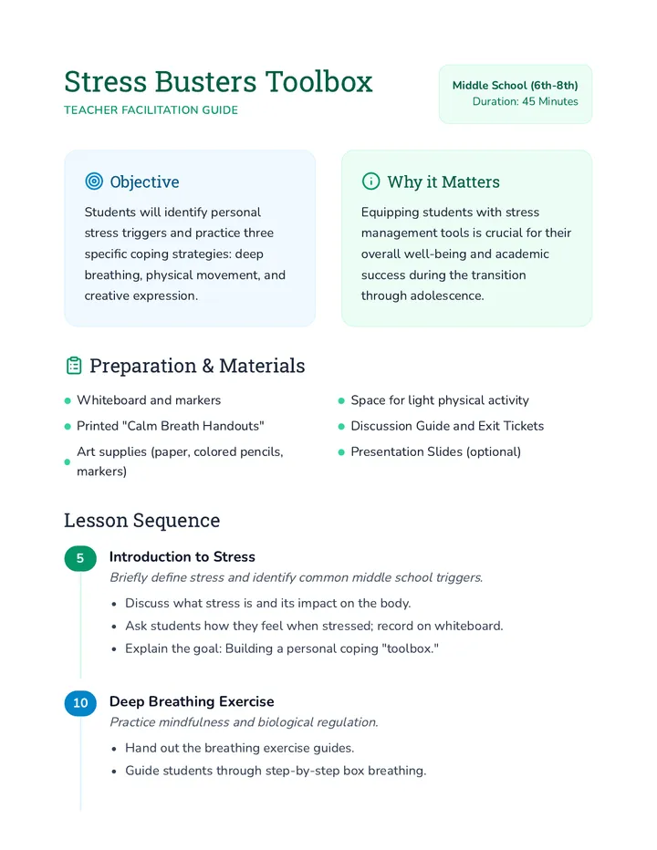 Stress Busters Teacher Plan
