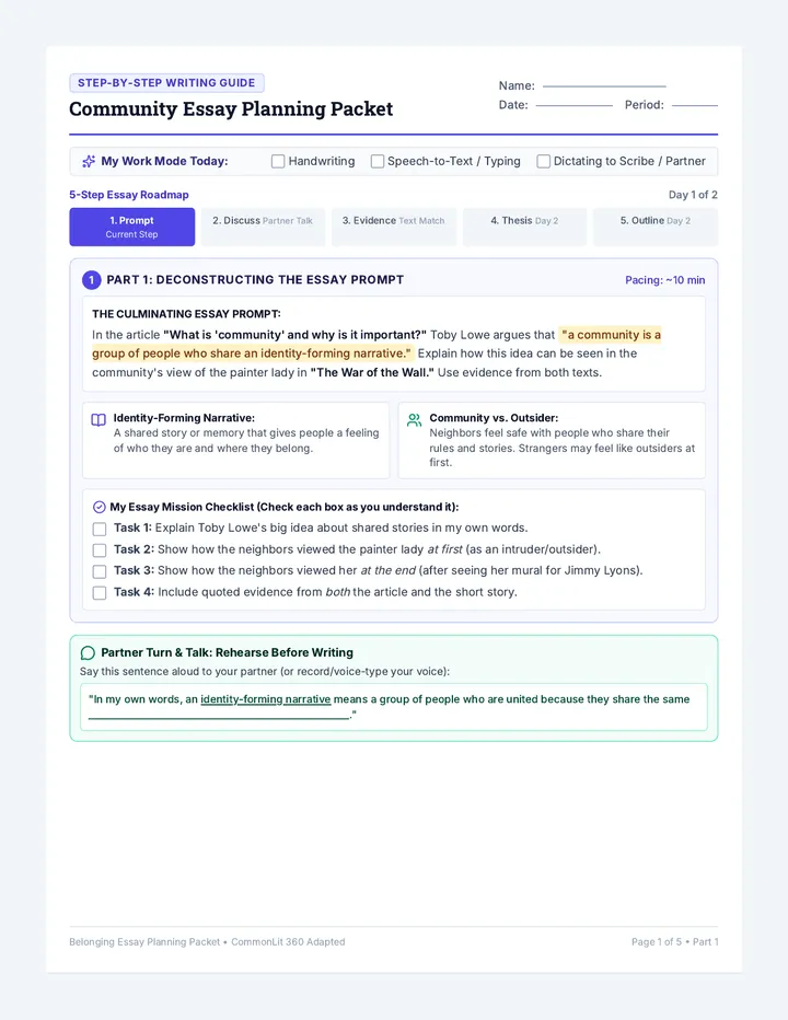 Lesson Word Text Belonging Essay Planning • Lesson • Lenny.com