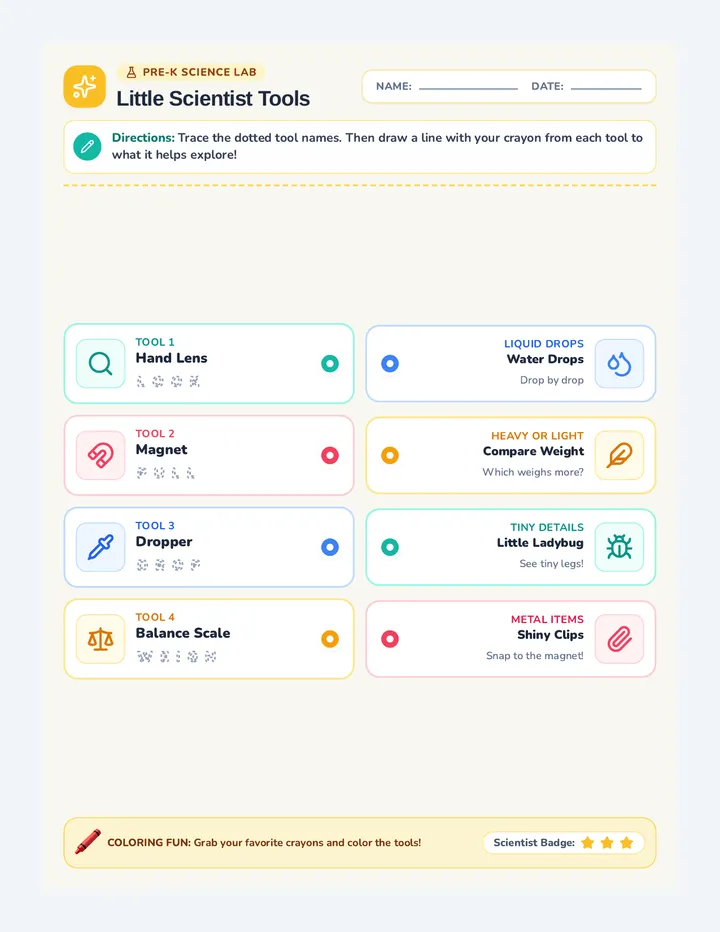 Science Tools Activity Worksheet