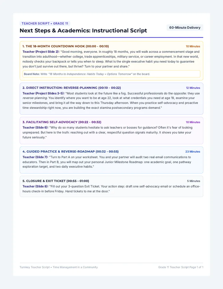 Next Steps Teacher Script