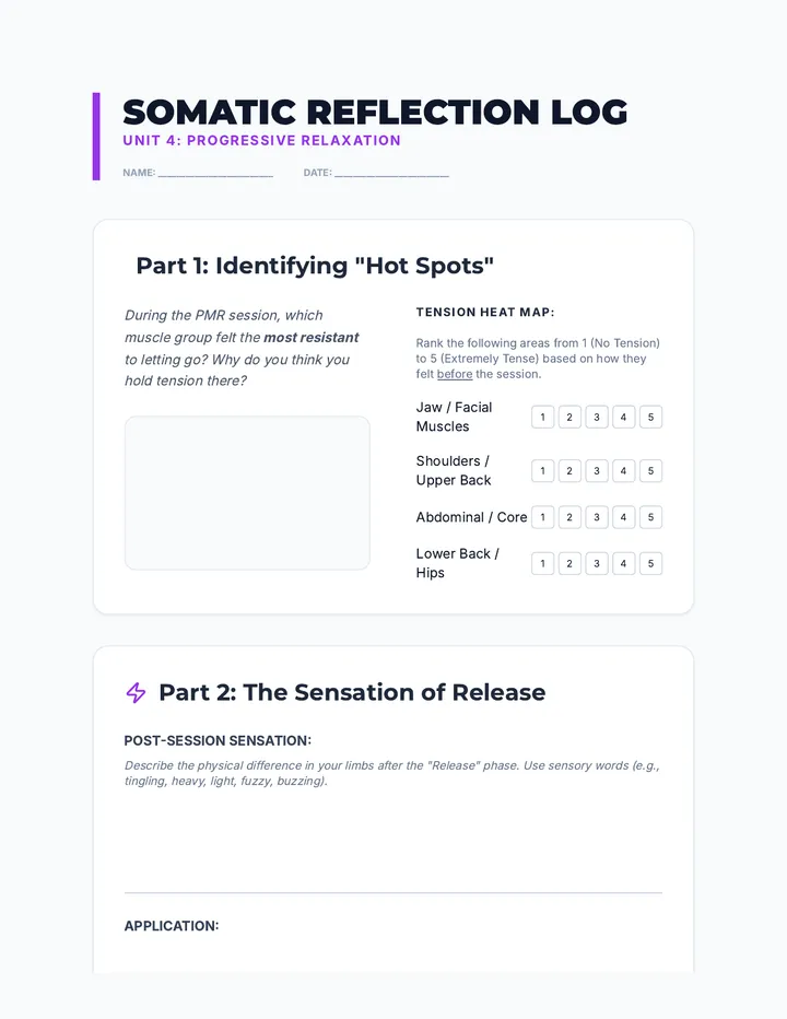 Somatic Reflection Log Worksheet