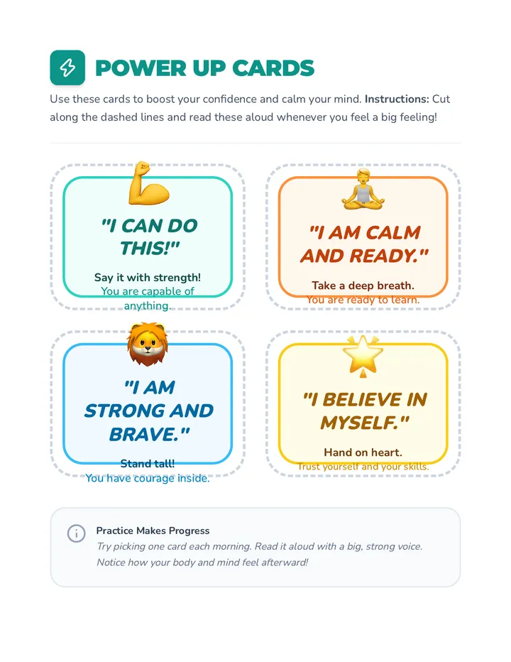 Positive Self-Talk Prompt Cards