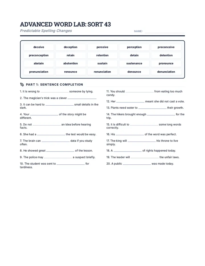 Spelling Shifts Worksheet