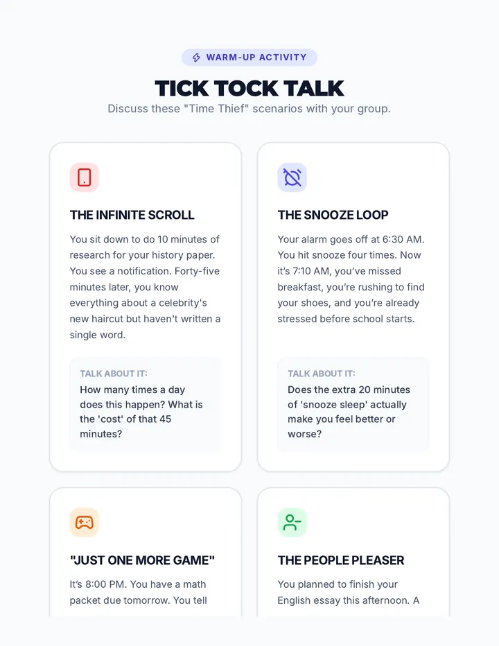 Tick Tock Talk Questions