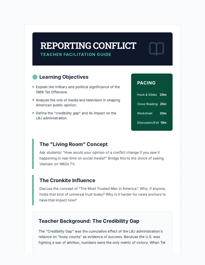 Reporting Conflict Teacher Guide
