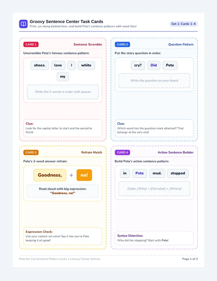 Groovy Shoes Pattern Cards