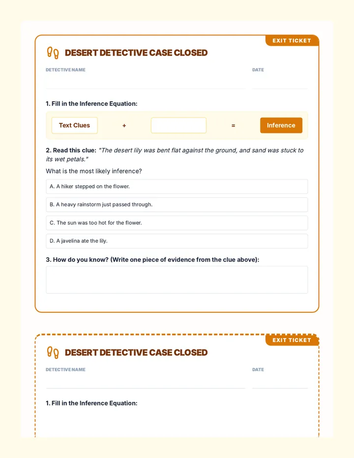 Desert Detective Exit Ticket