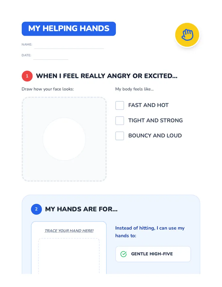 Hands for Help Activity Sheet