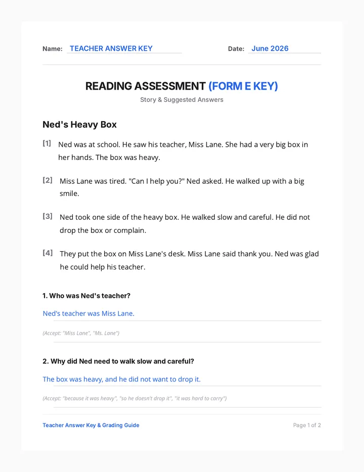 Ned Heavy Box Answer Key