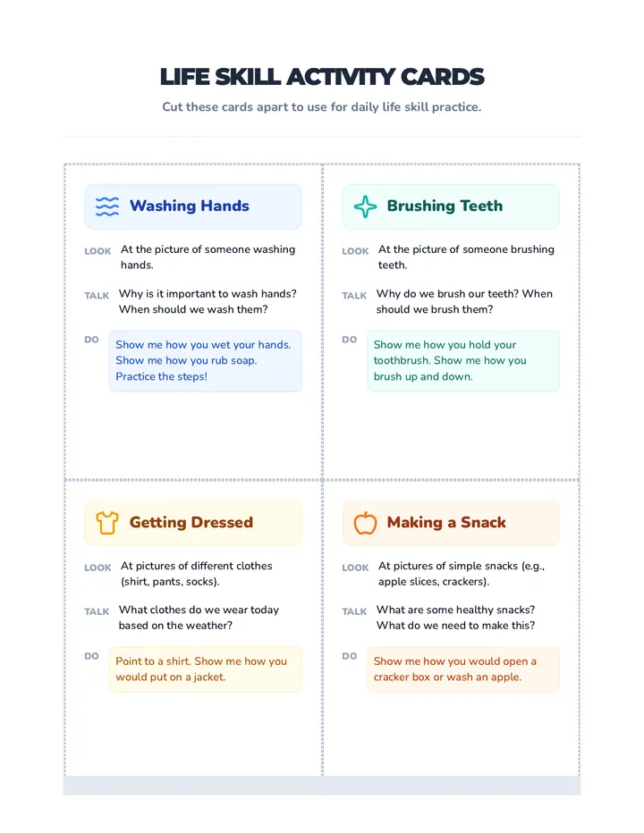 Life Skill Activity Cards