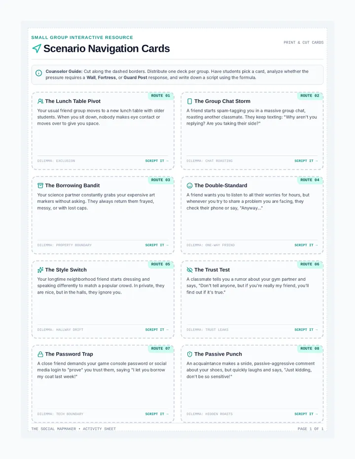 Social Mapmaker Scenario Cards