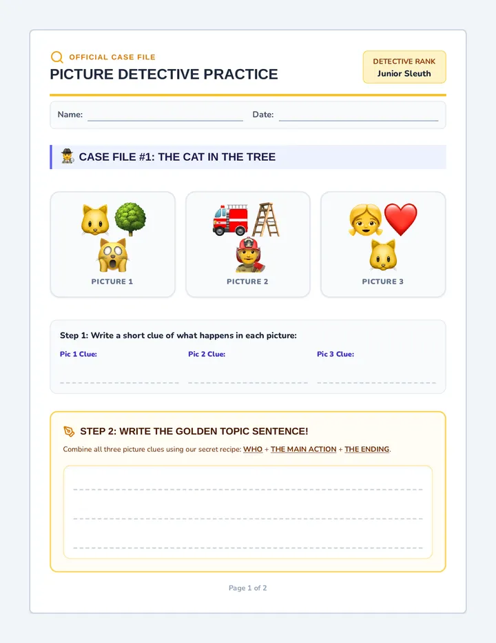 Pic Detective Practice Worksheet