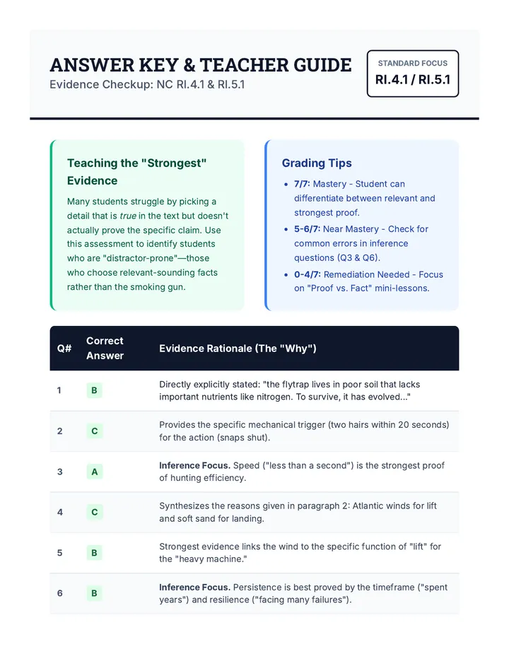 Evidence Checkup Answer Key