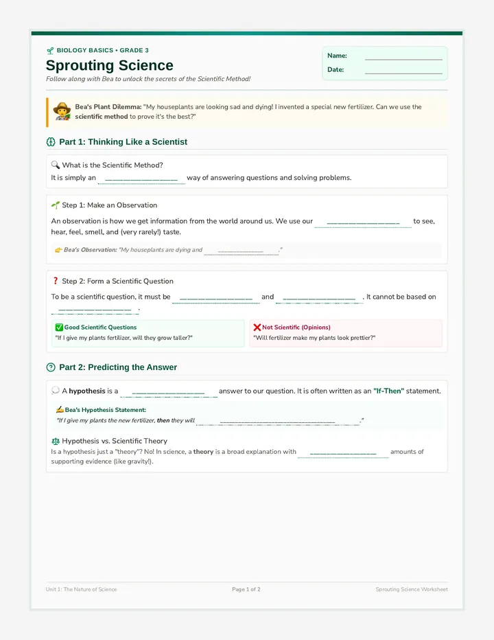 Green Thumb Student Worksheet