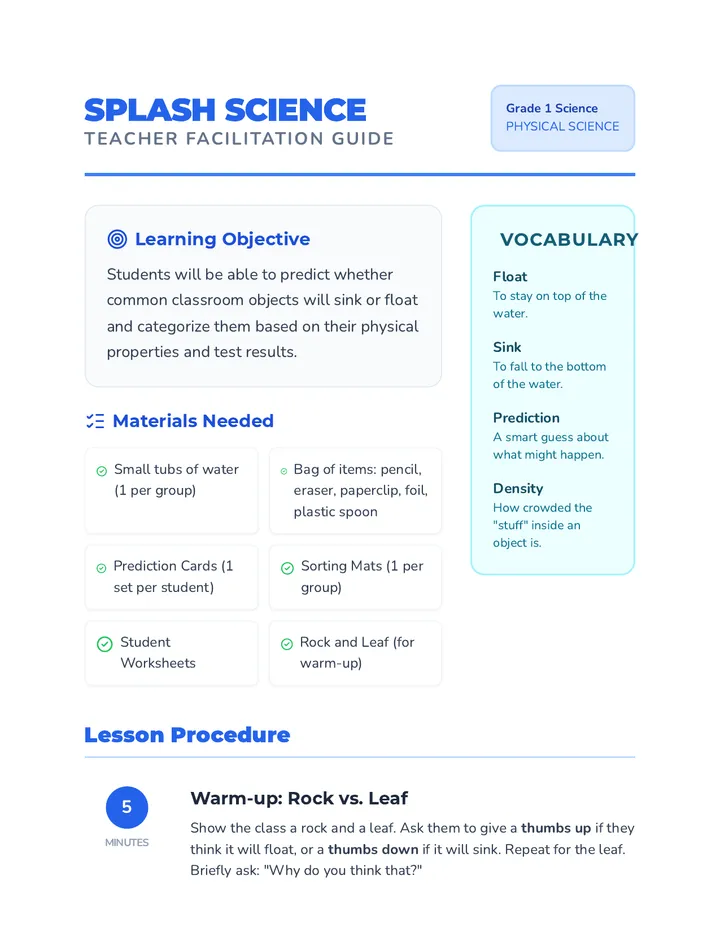 Splash Science Teacher Guide