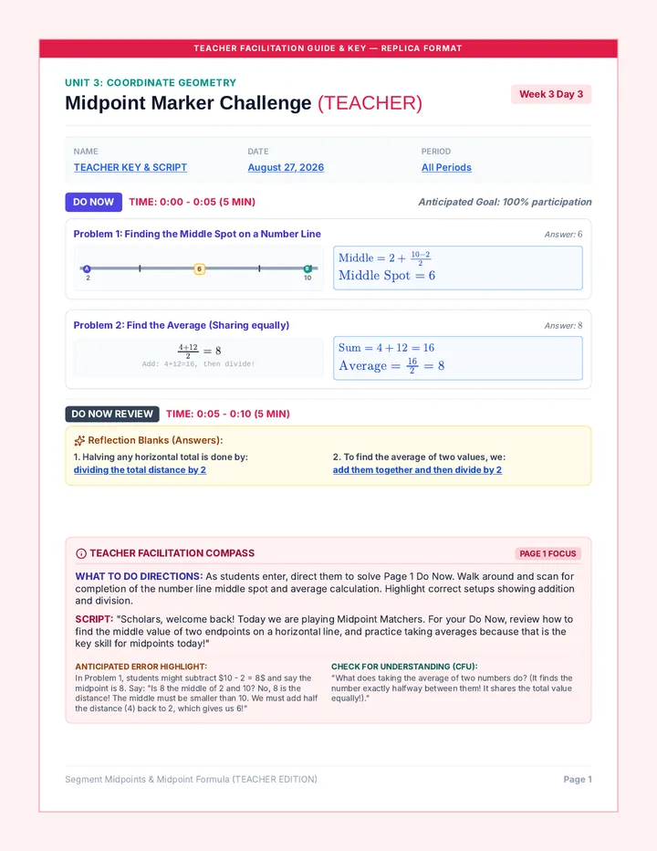 Midpoint Marker Teacher Packet