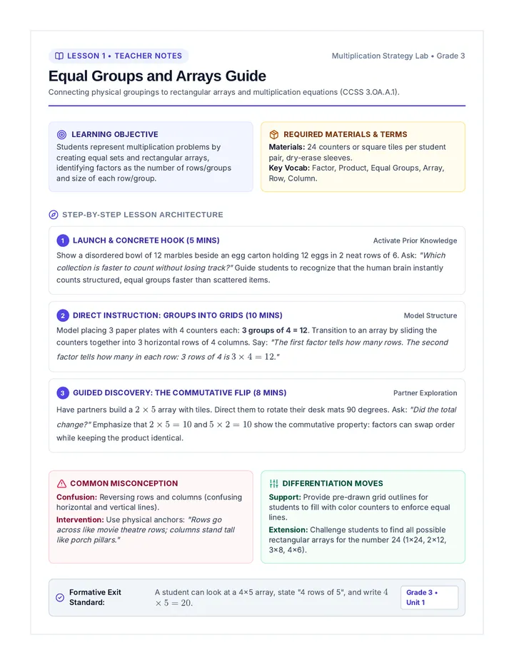 Groups and Arrays Teacher Guide