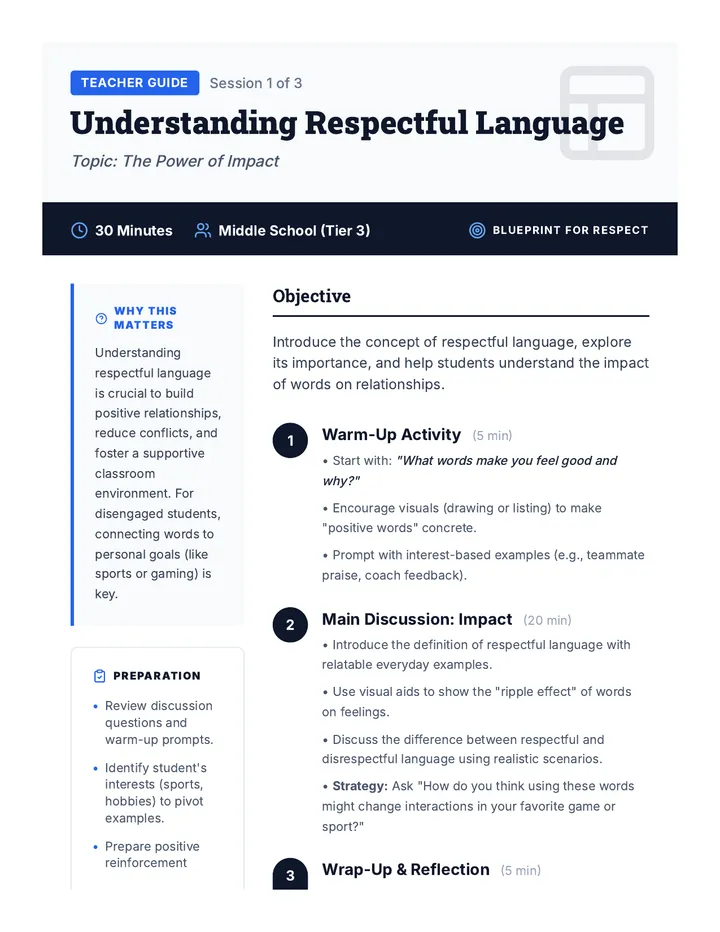 Session 1 Lesson Plan Teacher Guide